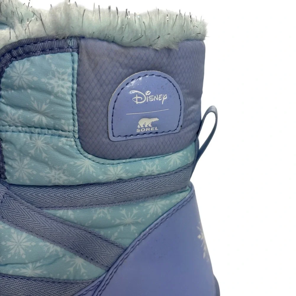 Disney X Sorel Frozen II Snow Boots Women‎ 7 Blue Waterproof Faux Fur LY3665-535